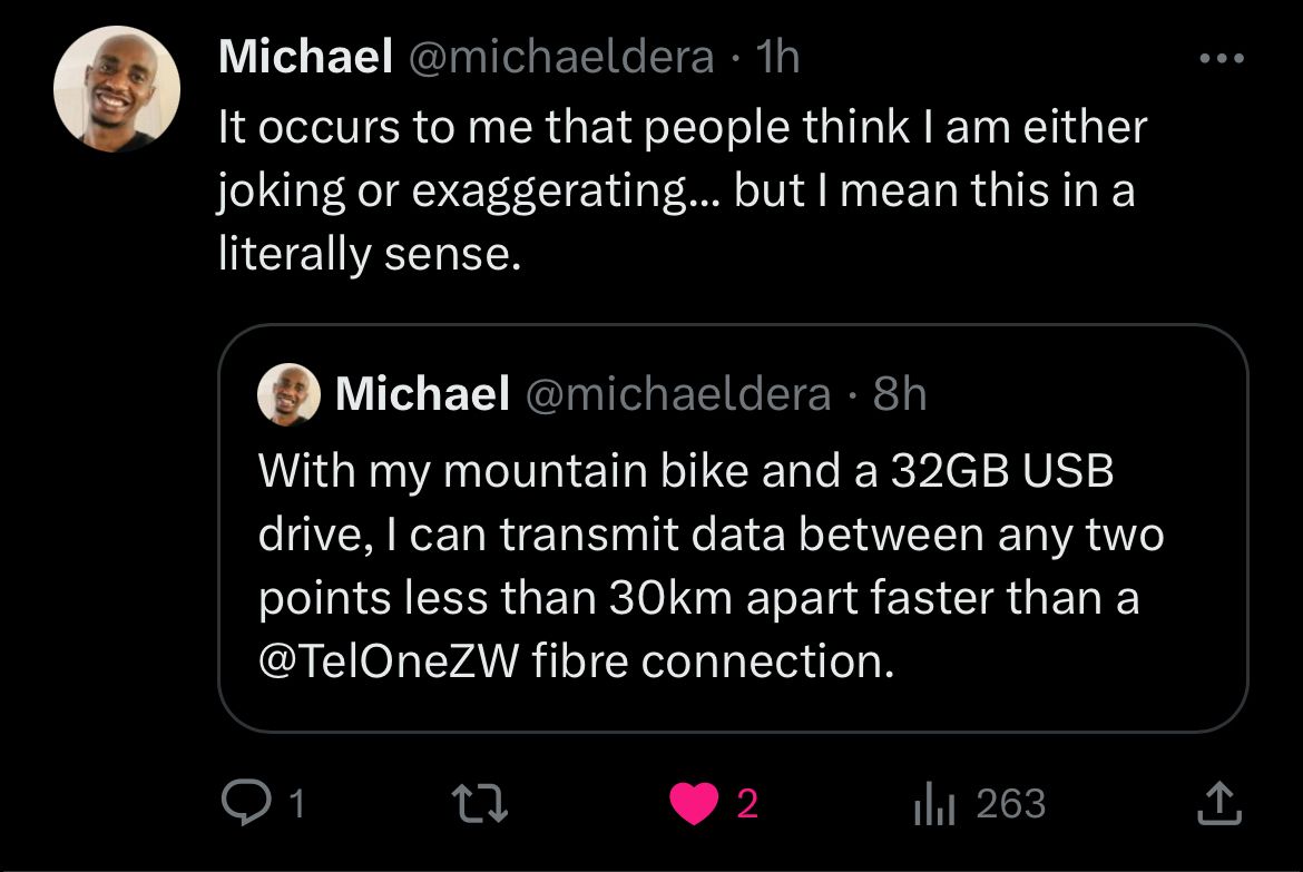 Tweet about how slow Telone WIFI is